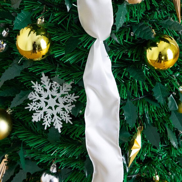5-ft Pre-Lit Artificial Pop up Christmas Tree with Gold Silver Ornaments Ribbons and 100 Warm White LED Lights - SKU #T5414 - 4