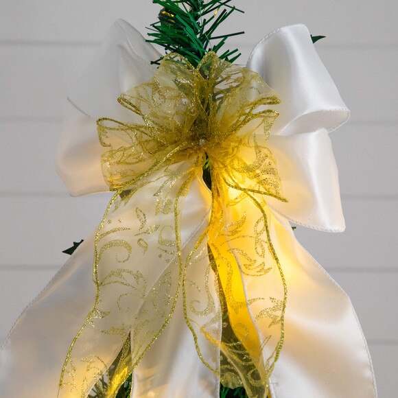 5-ft Pre-Lit Artificial Pop up Christmas Tree with Gold Silver Ornaments Ribbons and 100 Warm White LED Lights - SKU #T5414 - 18