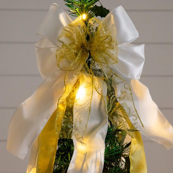 6-ft Pre-Lit Artificial Pop up Christmas Tree with Gold Silver Ornaments Ribbons and 150 Warm White LED Lights - SKU #T5415 - 23