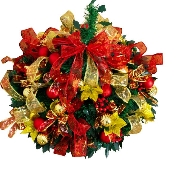 6-ft Pre-Lit Artificial Pop up Christmas Tree with Red Gold Ornaments Ribbons and 150 Warm White LED Lights - SKU #T5417 - 9