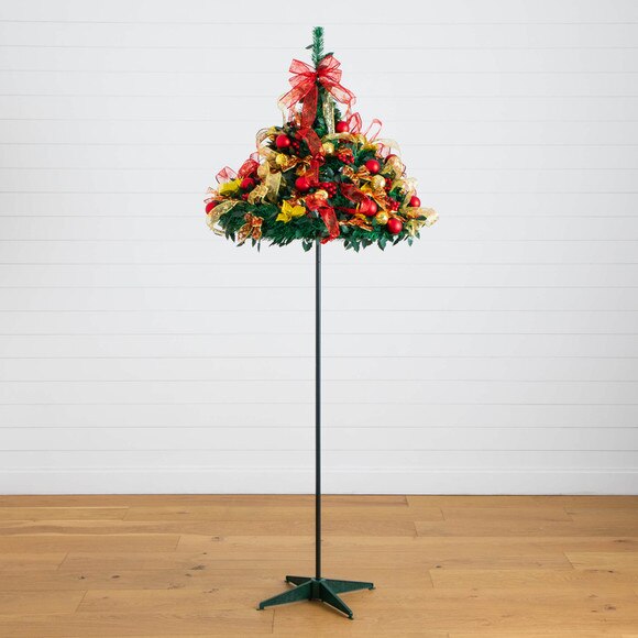 7-ft Pre-Lit Artificial Pop up Christmas Tree with Red Gold Ornaments Ribbons and 180 Warm White LED Lights - SKU #T5418 - 9