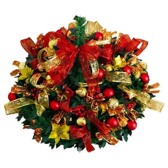7-ft Pre-Lit Artificial Pop up Christmas Tree with Red Gold Ornaments Ribbons and 180 Warm White LED Lights - SKU #T5418 - 23