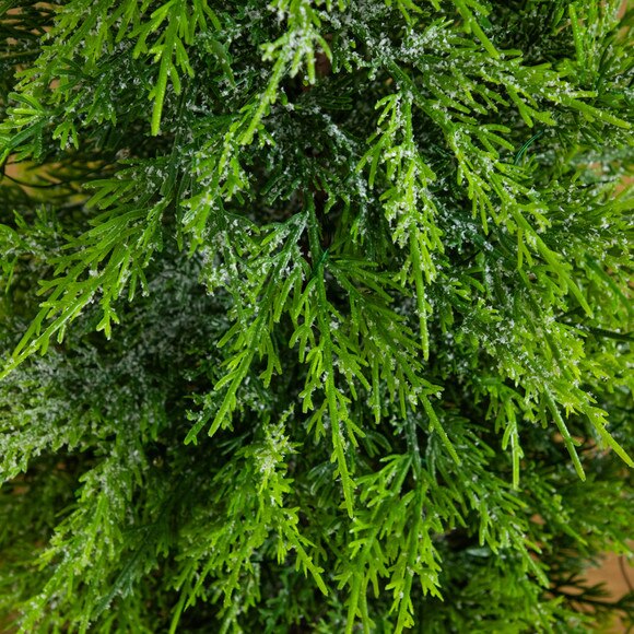 3-ft Pre-Lit Artificial Lightly Snowed Cypress Christmas Tree with 38 Warm White LED Lights in Decorative Weaved Basket - SKU #T5423 - 2