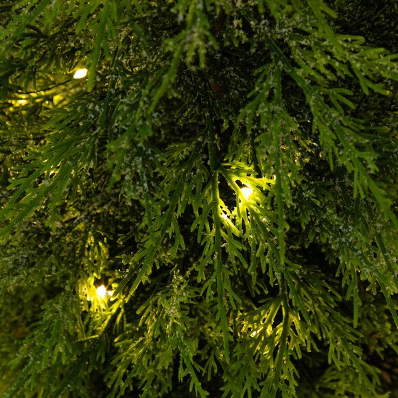 3-ft Pre-Lit Artificial Lightly Snowed Cypress Christmas Tree with 38 Warm White LED Lights in Decorative Weaved Basket - SKU #T5423 - 3