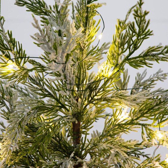 18-in Pre-Lit Artificial Mini Snowed Cypress Christmas Tree with 12 LED Lights in White Ceramic Planter - SKU #T5424 - 3