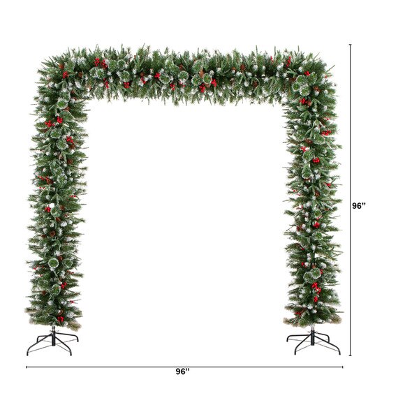 8-ft Artificial Holiday Green Christmas Pine Archway with Pinecones and Berries - SKU #T5427 - 1