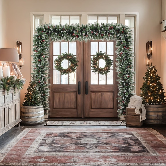 8-ft Artificial Holiday Green Christmas Pine Archway with Pinecones and Berries - SKU #T5427 - 6