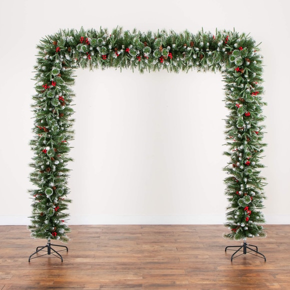 8-ft Artificial Holiday Green Christmas Pine Archway with Pinecones and Berries - SKU #T5427 - 7