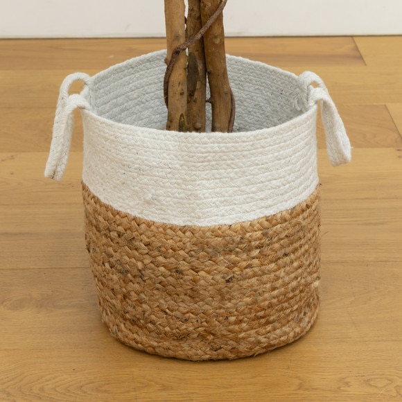 6 Triple Trunk Ficus Artificial Tree with Natural Trunks in Handmade Natural Jute and Cotton Planter - SKU #T5469 - 1