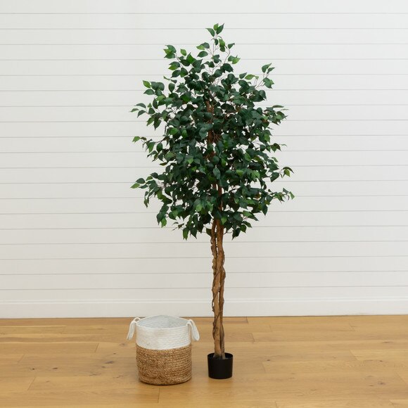 6 Triple Trunk Ficus Artificial Tree with Natural Trunks in Handmade Natural Jute and Cotton Planter - SKU #T5469 - 5