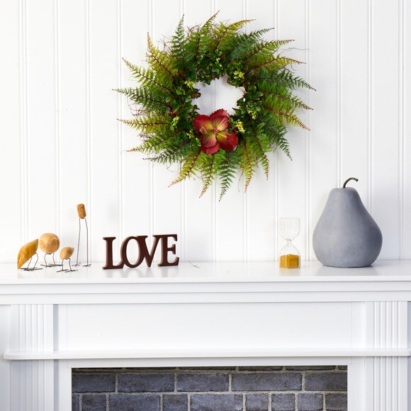 23 Assorted Fern and Succulent Artificial Wreath - SKU #W1002 - 2