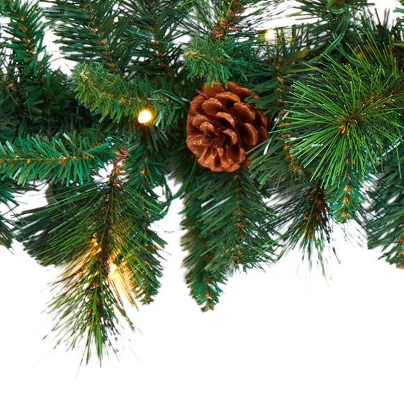 6 Mixed Pine and Pinecone Artificial Garland with 35 Clear LED Lights - SKU #W1103 - 3