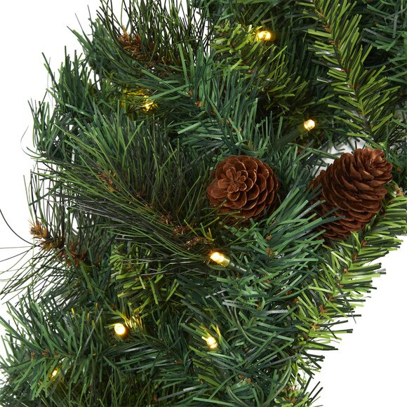 20 Mixed Pine and Pinecone Artificial Christmas Wreath with 35 Clear LED Lights - SKU #W1111 - 2