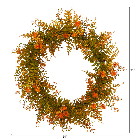 21 Autumn Fern Artificial Wreath - SKU #W1127 - 1