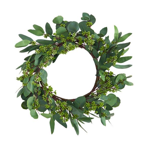 22 Eucalyptus and Berry Artificial Wreath - SKU #W1140