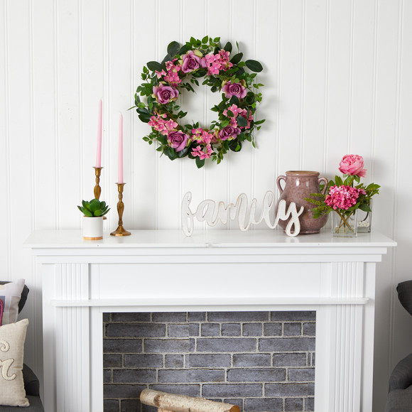 22 Pink Hydrangea and Rose Artificial Wreath - SKU #W1158 - 3