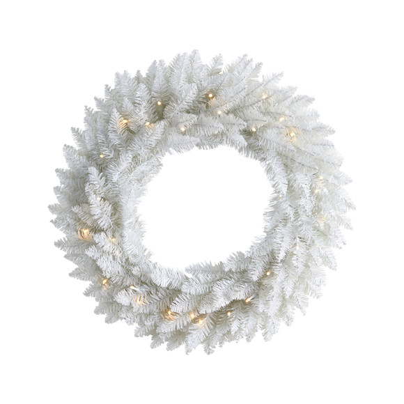 24 Colorado Spruce Artificial Christmas Wreath with 179 Bendable Branches and 35 Warm LED Lights - SKU #W1174