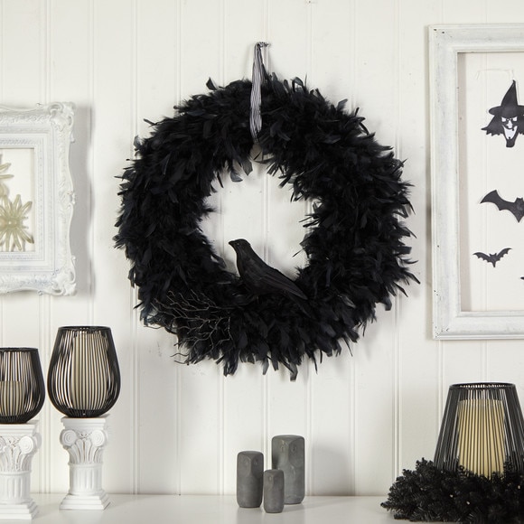 30 Halloween Raven Feather Wreath - SKU #W1201 - 2