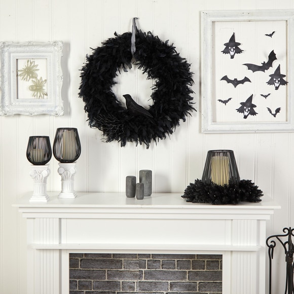 30 Halloween Raven Feather Wreath - SKU #W1201 - 3