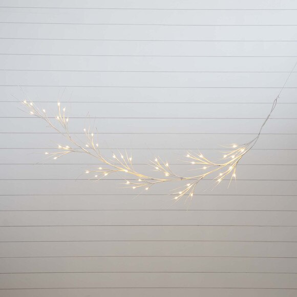 6 Pre-Lit Artificial White Birch Garland with 48 Warm White LED Lights - SKU #W1367 - 8