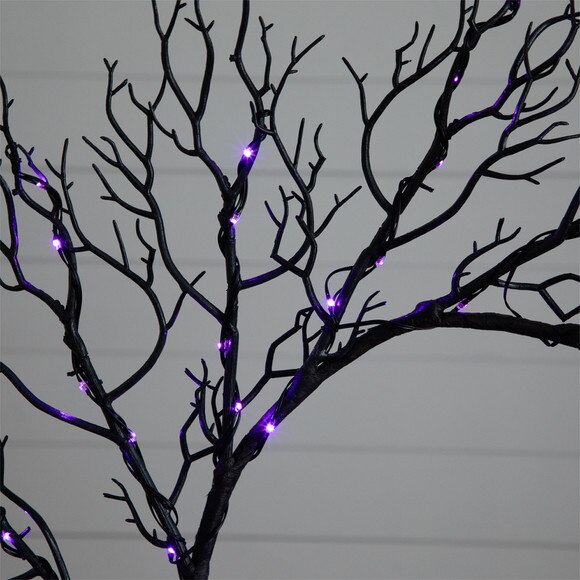 23 Pre-Lit Halloween Black Fall Wreath with 60 Orange Purple LED Lights - SKU #W1372 - 2