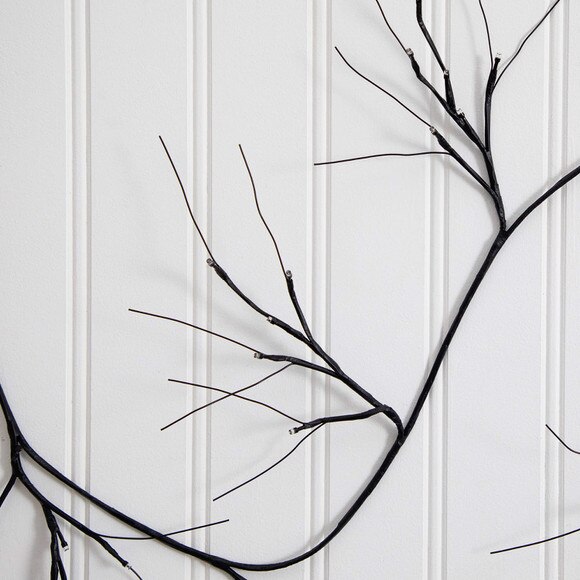6.5-ft Pre-Lit Artificial Halloween Black Twig Garland with 48 Purple LED Lights - SKU #W1379 - 3