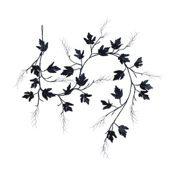 6.5-ft Pre-Lit Artificial Halloween Black Maple Garland with 48 Orange Purple LED Lights - SKU #W1380