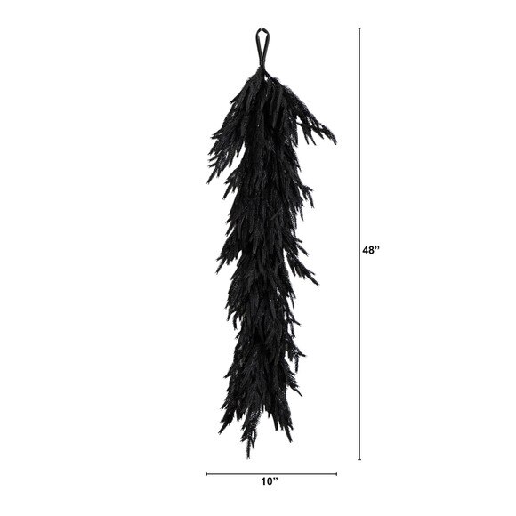 4-ft Artificial Real Touch Halloween Black Norfolk Island Pine Garland with Natural Look - SKU #W1381 - 1