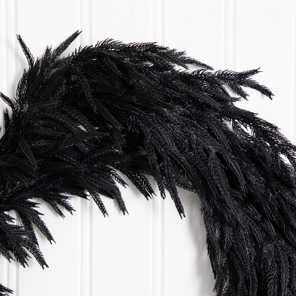 4-ft Artificial Real Touch Halloween Black Norfolk Island Pine Garland with Natural Look - SKU #W1381 - 2