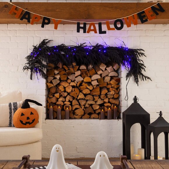 4-ft Artificial Real Touch Halloween Black Norfolk Island Pine Garland with Natural Look - SKU #W1381 - 6