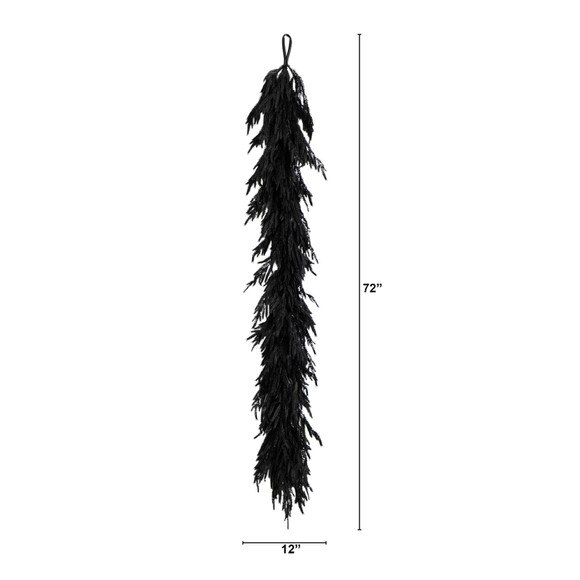 6-ft Artificial Real Touch Halloween Black Norfolk Island Pine Garland with Natural Look - SKU #W1382 - 1