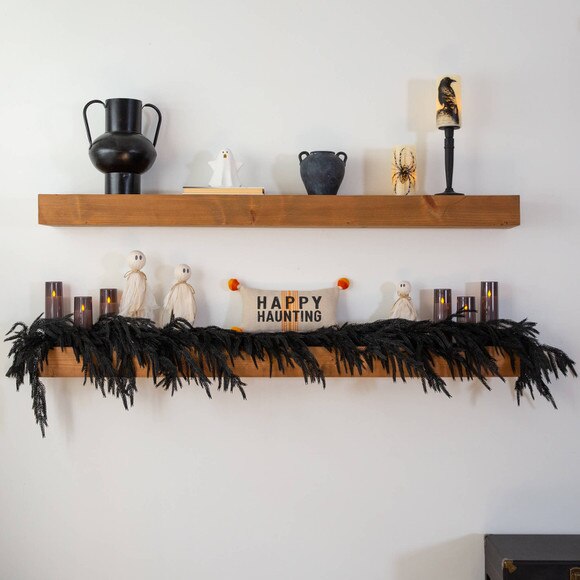6-ft Artificial Real Touch Halloween Black Norfolk Island Pine Garland with Natural Look - SKU #W1382 - 5
