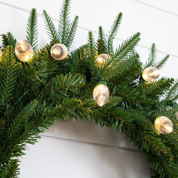 24-in Pre-Lit Artificial Luxembourg Pine Christmas Wreath with 35 Multicolored Traditional Bulb LED Lights - SKU #W1383 - 2