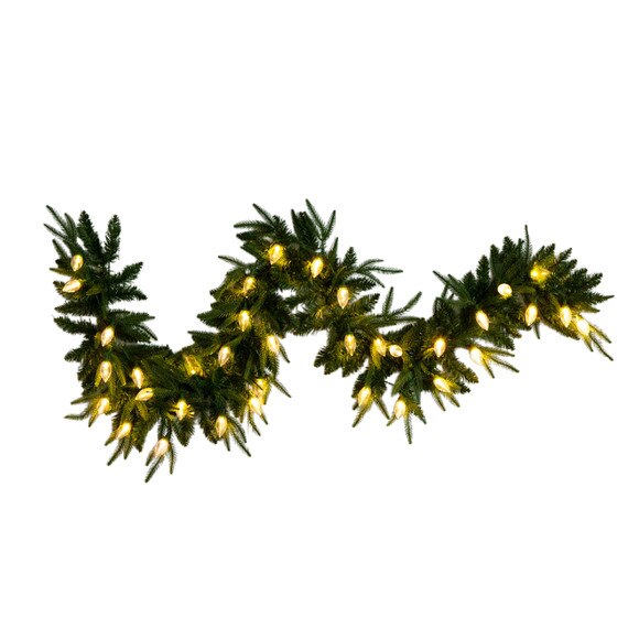 6-ft Pre-Lit Artificial Luxembourg Pine Christmas Garland with 35 Multicolored Traditional Bulb LED Lights - SKU #W1384