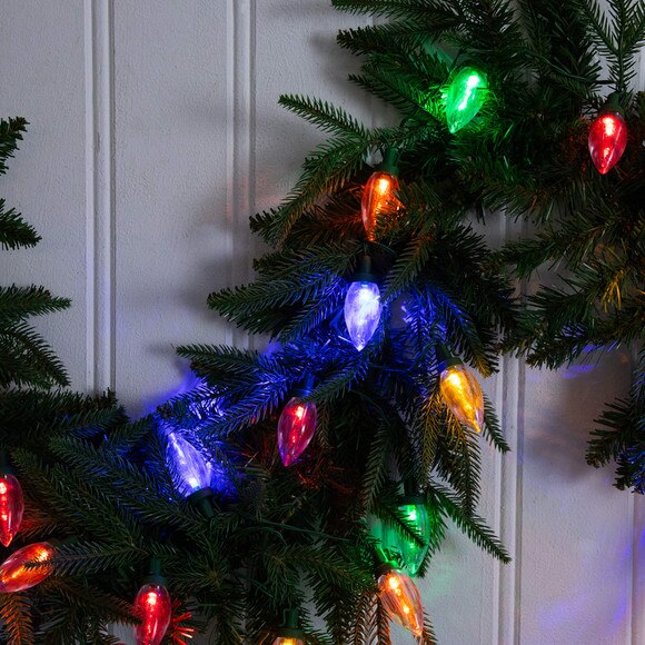 6-ft Pre-Lit Artificial Luxembourg Pine Christmas Garland with 35 Multicolored Traditional Bulb LED Lights - SKU #W1384 - 4