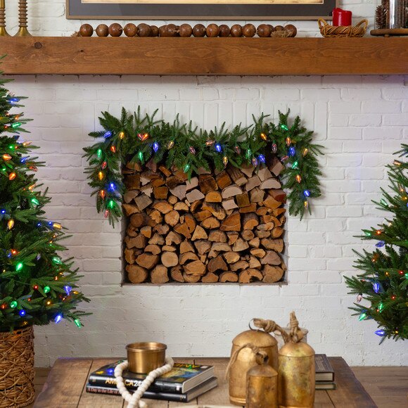 6-ft Pre-Lit Artificial Luxembourg Pine Christmas Garland with 35 Multicolored Traditional Bulb LED Lights - SKU #W1384 - 10