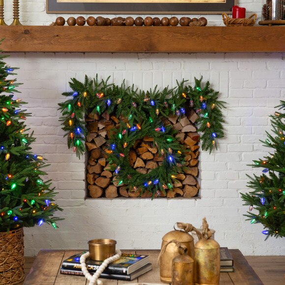 6-ft Pre-Lit Artificial Luxembourg Pine Christmas Garland with 35 Multicolored Traditional Bulb LED Lights - SKU #W1384 - 12