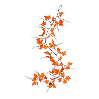 6-ft Pre-Lit Autumn Maple Artificial Fall Garland with 54 Warm White LED Lights - SKU #W1387
