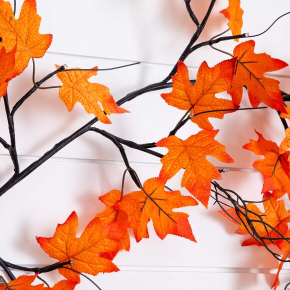 6-ft Pre-Lit Autumn Maple Artificial Fall Garland with 54 Warm White LED Lights - SKU #W1387 - 2