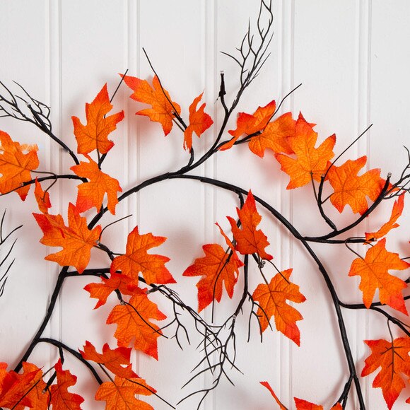 6-ft Pre-Lit Autumn Maple Artificial Fall Garland with 54 Warm White LED Lights - SKU #W1387 - 5