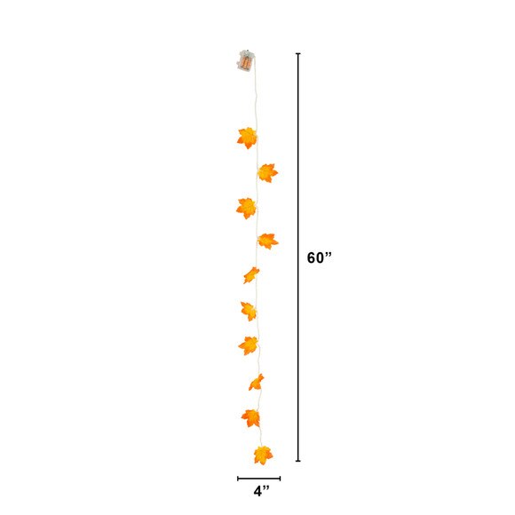 5-ft Pre-Lit Autumn Maple Leaf Artificial Fall Garland with 10 Warm White LED String Lights - Set of 3 - SKU #W1388 - 1
