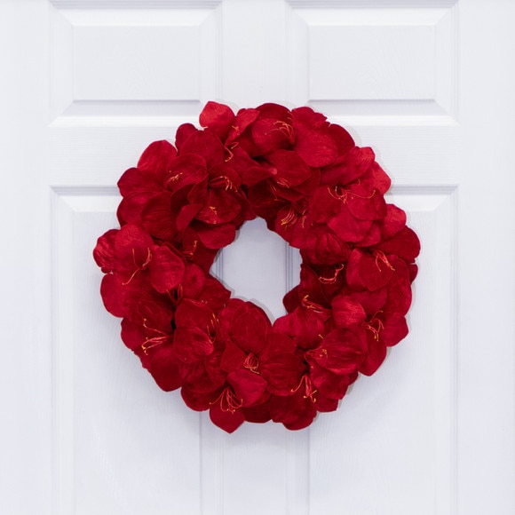 22 Artificial Amaryllis Wreath - SKU #W1390