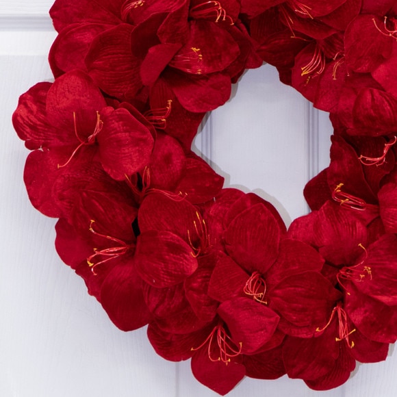 22 Artificial Amaryllis Wreath - SKU #W1390 - 1