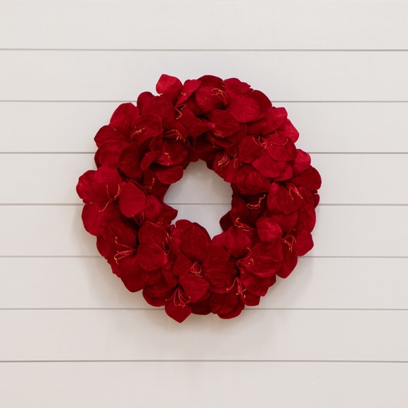 22 Artificial Amaryllis Wreath - SKU #W1390 - 2