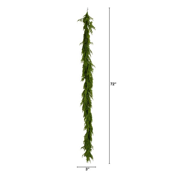 6-ft Pre-Lit Artificial Real touch Norfolk Island Pine Garland with 35 Warm White LED Lights and Natural Look - SKU #W1393 - 1