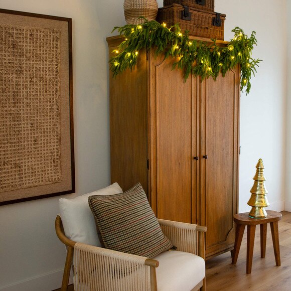 6-ft Pre-Lit Artificial Real touch Norfolk Island Pine Garland with 35 Warm White LED Lights and Natural Look - SKU #W1393 - 13