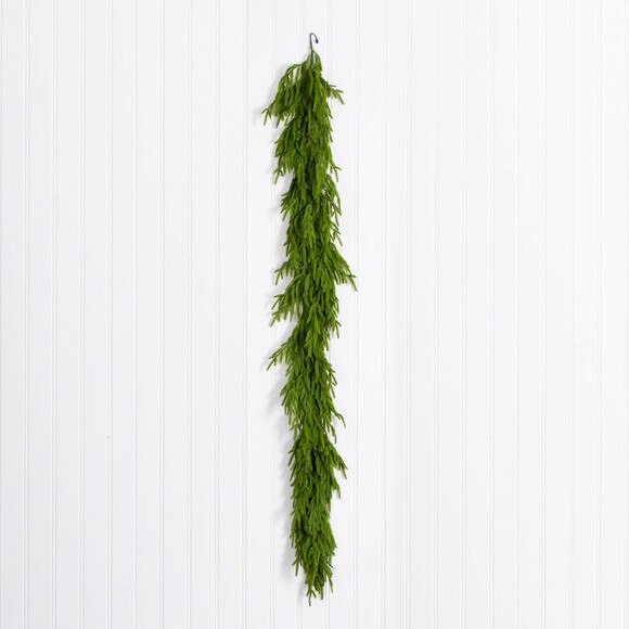 9-ft Pre-Lit Artificial Real Touch Norfolk Island Pine Garland with 50 Warm White LED Lights and Natural Look - SKU #W1394 - 15