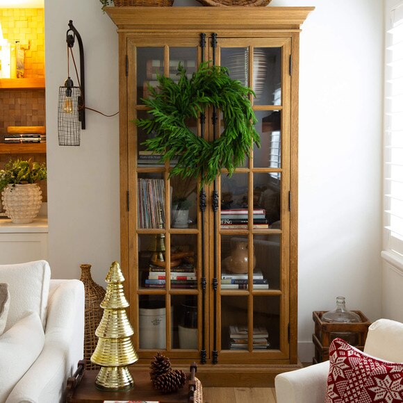 24-in Artificial Real Touch Norfolk Island Pine Wreath with Natural Look - SKU #W1396 - 3