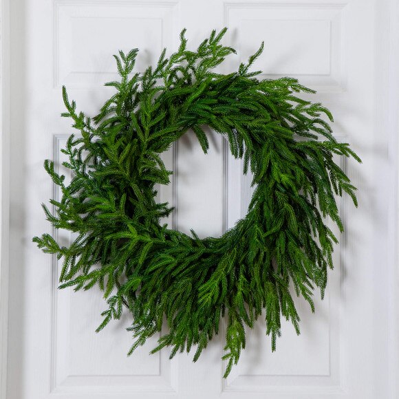 24-in Artificial Real Touch Norfolk Island Pine Wreath with Natural Look - SKU #W1396 - 4