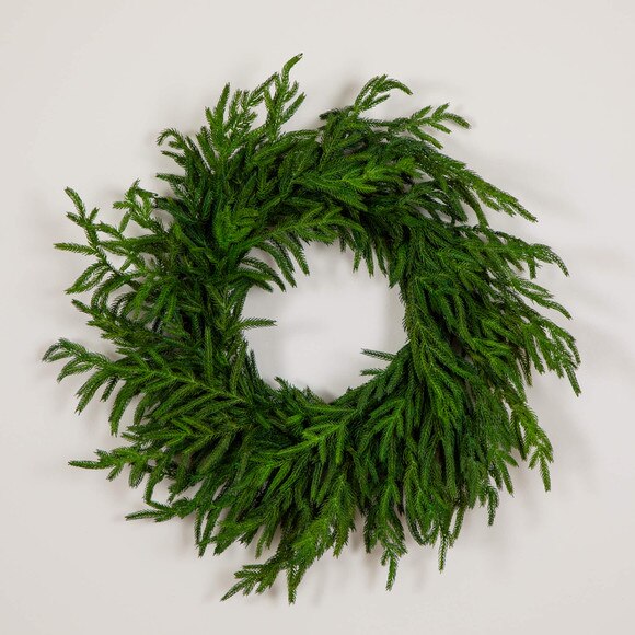 24-in Artificial Real Touch Norfolk Island Pine Wreath with Natural Look - SKU #W1396 - 7